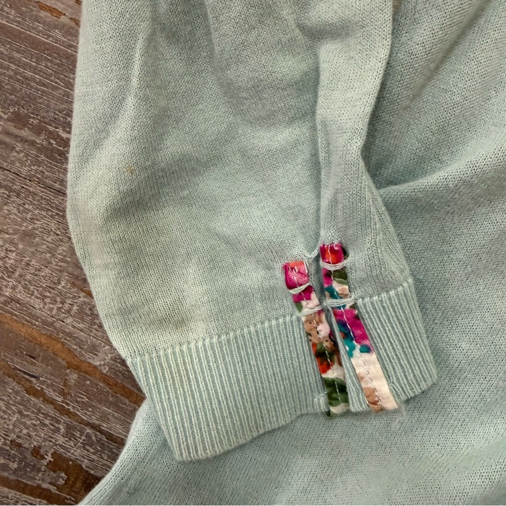 Anthropologie Sparrow Floral Trim Cardigan Sweater Cottagecore Button Front - Picture 3 of 5